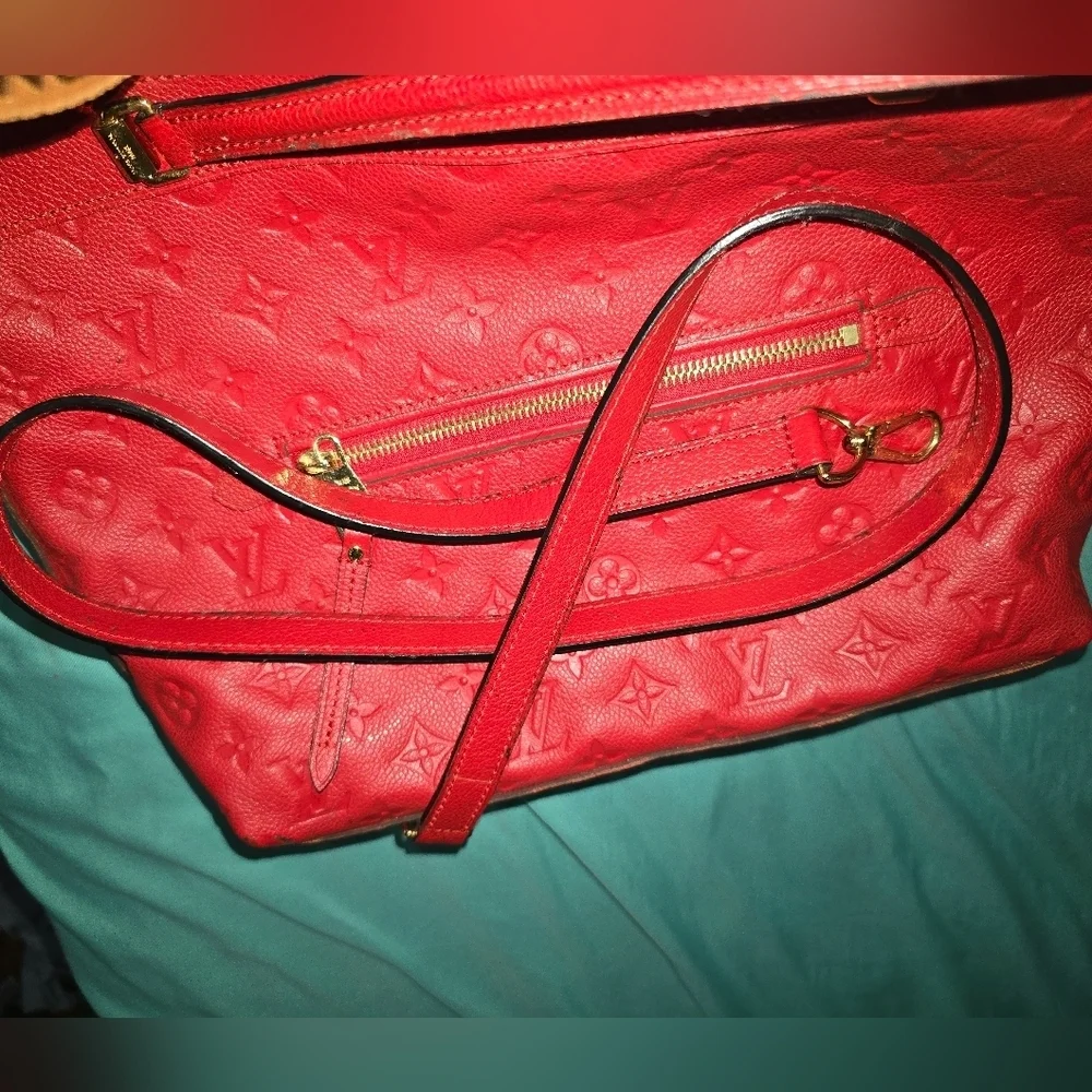 Authentic Louis Vuitton Red Monogram Emperiente Leather Bag